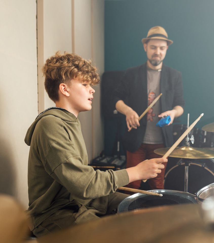 drums lesson with teacher